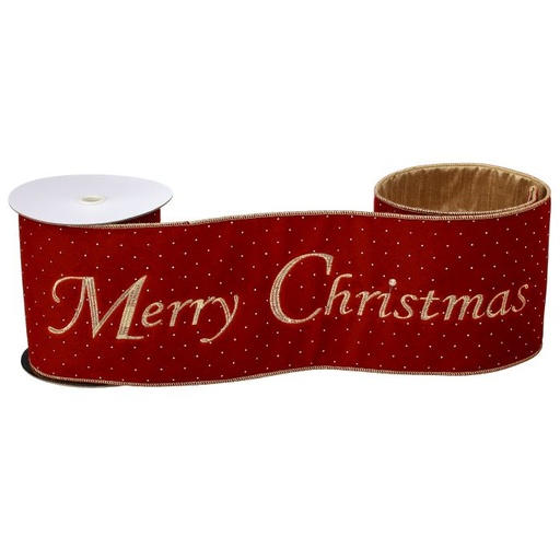 [MTX74563] 6" X5Y VELVET "MERRY CHRISTMAS"RIBBON