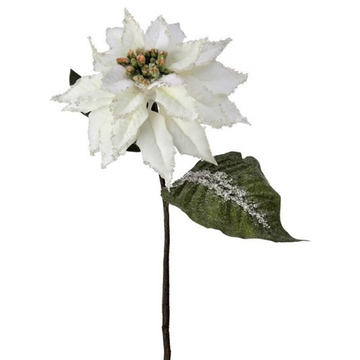 [MTX74542] 28" VELVET ICED GLITTER POINSETTIA STEM