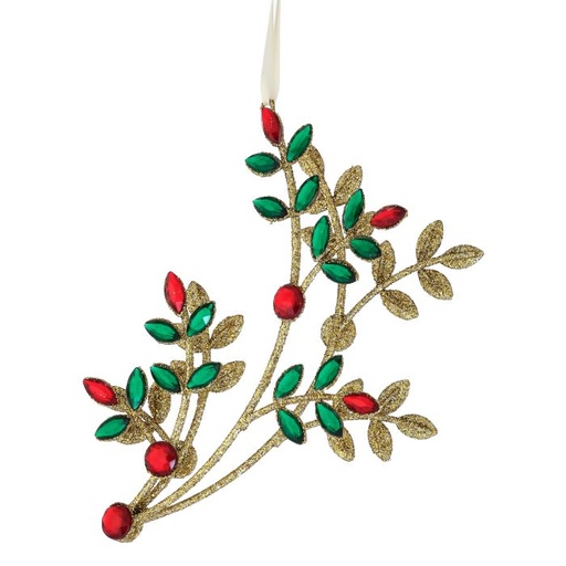 [MTX74399] 8.5" GLTR WIRE JEWEL FLOWER BRANCH ORNAMENT