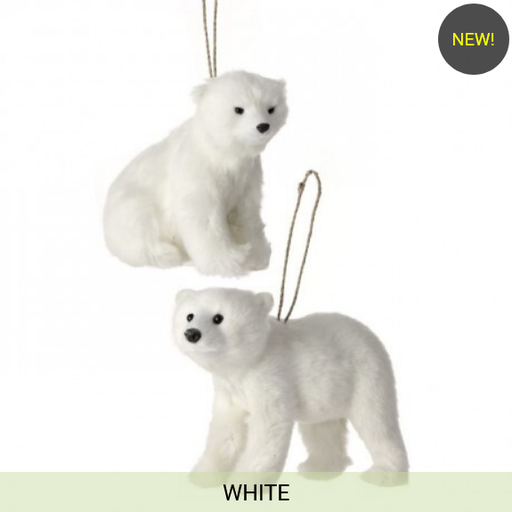 [MTX74316] 4.5-5" FAUX FUR POLAR BEAR ORNAMENT INDIVIDUAL