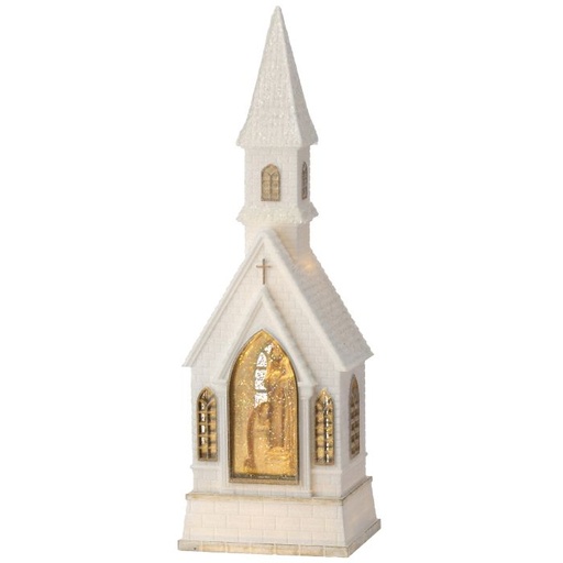[MTX74270] 16"LED/BTY/TMR USB CHURCH/H FMLY WATER GLOBE