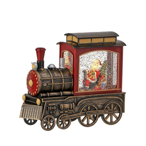 [MTX74269] 9"LED/BTY/TMR USB SANTA TRAIN WATER GLOBE