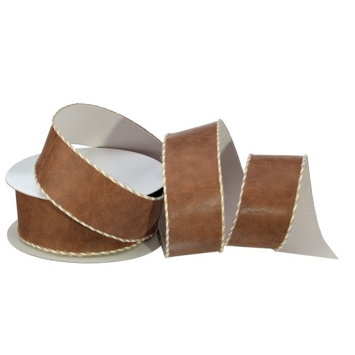 [MTX74157] 2.5" X10Y FAUX LEATHER W/EDGE RIBBON