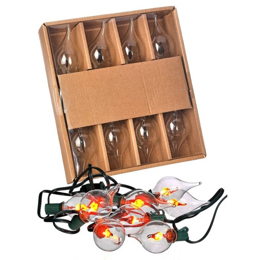 [MTX74073 CLR] 128" FLAME LED BULB GARLAND UL 12" SPACE X8