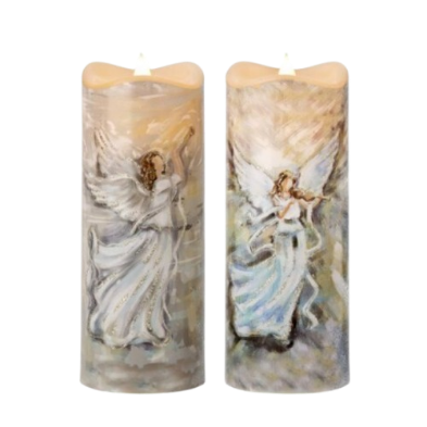 [MTX74041] 8" LED/BTY/TMR ANGEL ON CANDLE INDIVIDUAL