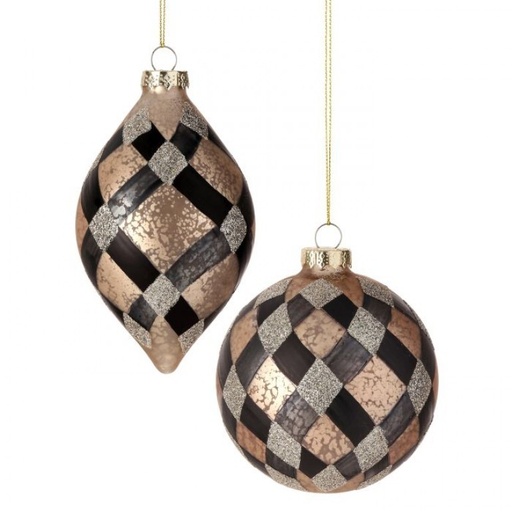 [MTX73940] 4-5.5"GLS CHECK PRINT BALL/FNL ORNAMENT INDIVIDUAL