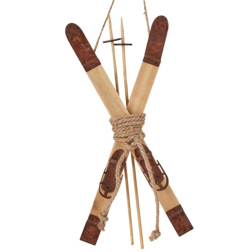 [MTX73786] 13" MDF W/METAL WINTER  SKIS/POLE ORNAMENT