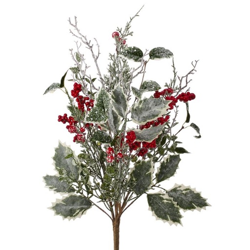 [MTX73726] 23" WINTER FROSTED W/BERRY AND HOLLY SPRAY