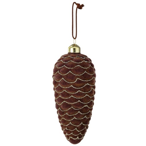[MTX73660] 6" GLASS FLOCKED PINECONE ORNAMENT