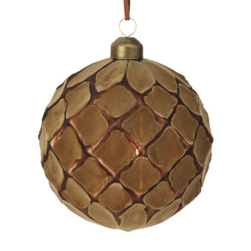 [MTX73652] 4" GLASS VELVET DIAMOND BALL ORNAMENT