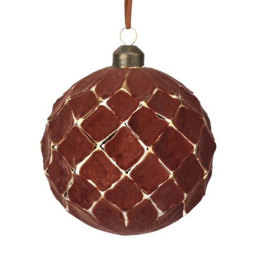 [MTX73652] 4" GLASS VELVET DIAMOND BALL ORNAMENT