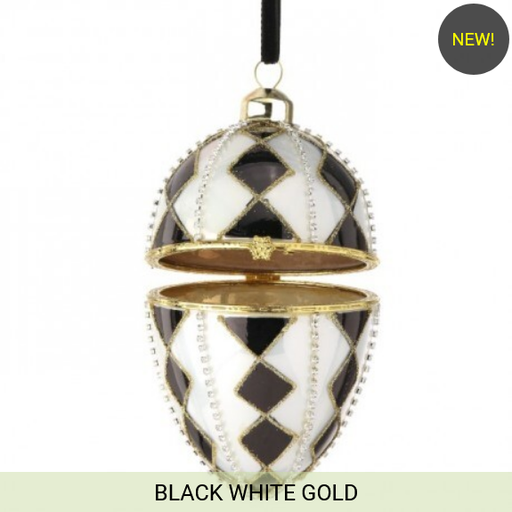 [MTX73611] 5" GLASS FABERGE' HINGE EGG ORNAMENT