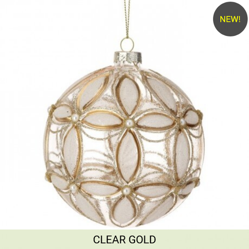 [MTX73608] 4" GLASS JEWEL FLUERETTE BALL ORNAMENT