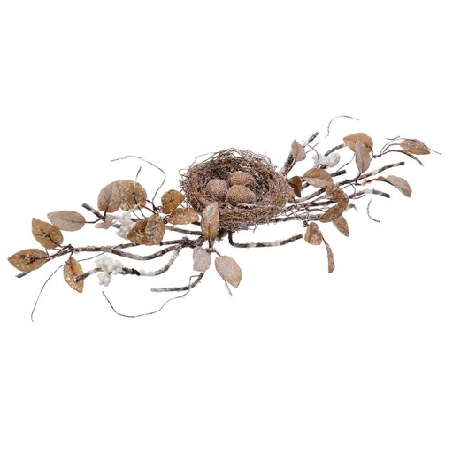 [743903236588] 22"WINTER SNOWY NEST W/BRANCH AND EGGS