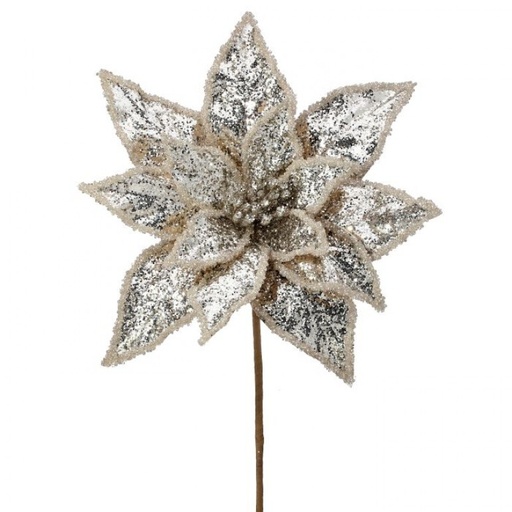 [MTX73478] 24" METALLIC GLITTER POINSETTIA STEM