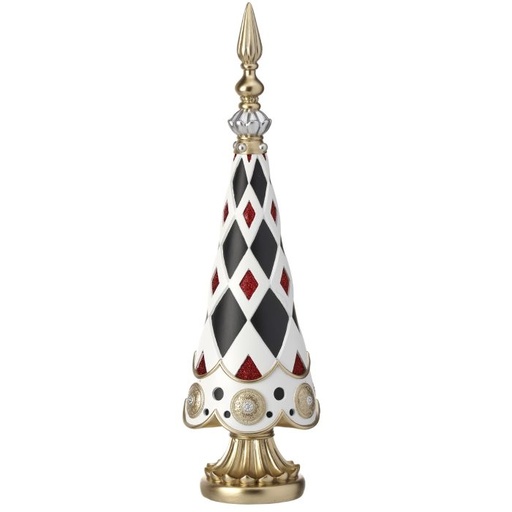 [MTX73323] 18" RESIN DIAMOND TREE FINIAL ON PEDESTAL