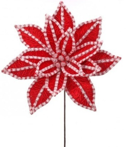 [MTX73418] 30" GIANT CANDY SNOW GLITTER POINSETTIA STEM