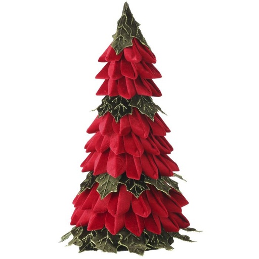 [MTX73411] 20" VELVET HOLLY LEAF CONE  TREE