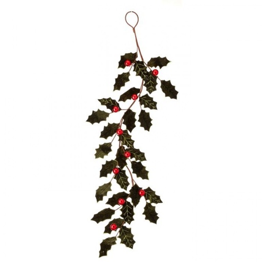 [MTX73408] 47" VELVET HOLLY LEAF GARLAND W/BALL