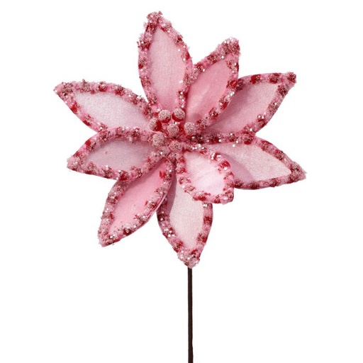 [MTX73365] 22" CANDY W/SNOWGLITTER POINSETTIA STEM