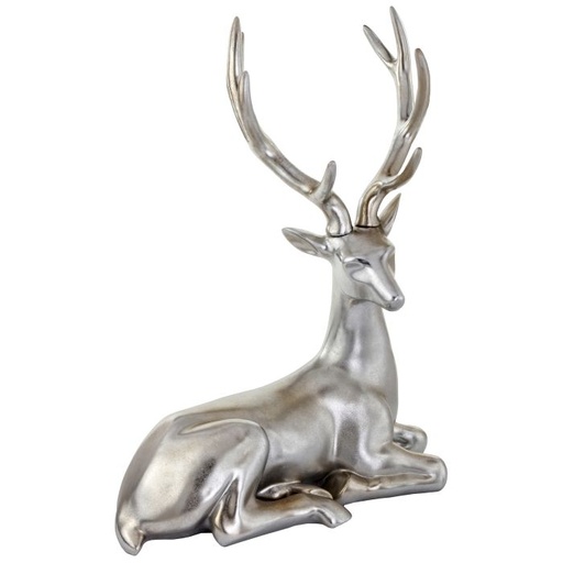 [MTX73155] 39" RESIN SLEEK LAYING DEER SILV