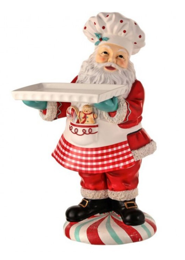 [MTX73153] 28" RESIN CHEF SANTA W/SERVING TRAY