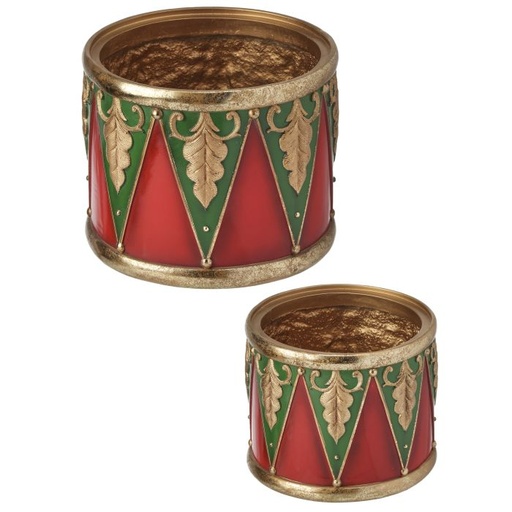 [MTX73142] 8" RESIN HOLIDAY DRUM PLANTERS INDIVIDUAL