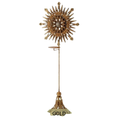 [MTX73114] 27" RESIN W/MTL JEWELED CANDLE HOLDER