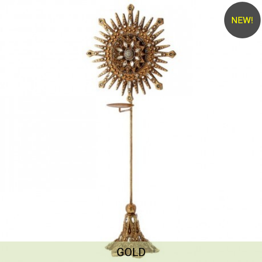 [MTX73114] 27" RESIN W/MTL JEWELED CANDLE HOLDER