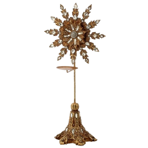[MTX73113] 19.5" RESIN W/MTL JEWELED CANDLE HOLDER