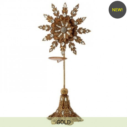 [MTX73113] 19.5" RESIN W/MTL JEWELED CANDLE HOLDER