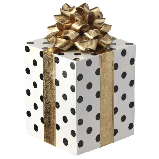 [MTX71076] 14" RESIN GIFT PACKAGE W/BOW BKWH