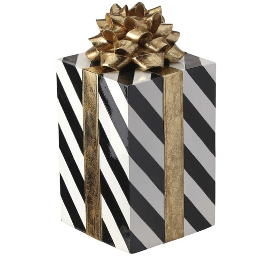 [MTX71075] 17" RESIN GIFT PACKAGE W/BOW BKWH
