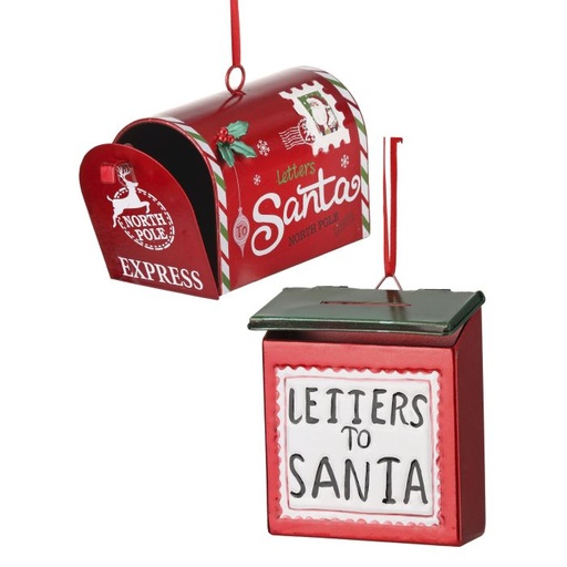 [MTX73087] 5" METAL SANTA MAILBOX ORNAMENT INDIVIDUAL