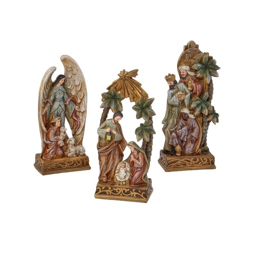 [MTX73068] 7-8" RESIN NATIVITY PLAQUE STORY SET DE 3