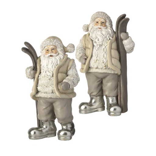 [MTX73039] 10" RESIN WINTER CHALET SANTA W/SKIS INDIVIDUAL