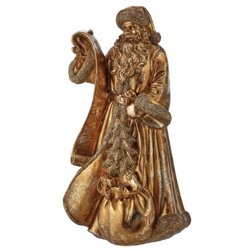 [MTX73032] 15.5" RESIN GILDED SANTA W/TOY SACK