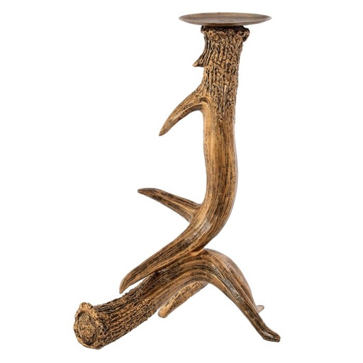 [MTX72935] 14" RESIN W/METAL ANTLER CANDLE STAND