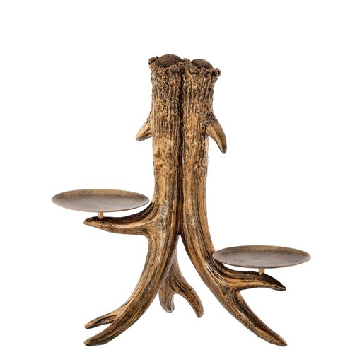 [MTX72934] 11.5" RESIN W/METAL ANTLER CANDLE STAND
