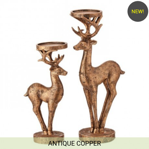 [MTX72931] 12-16" RESIN DEER CANDLE HOLDERS SET/2