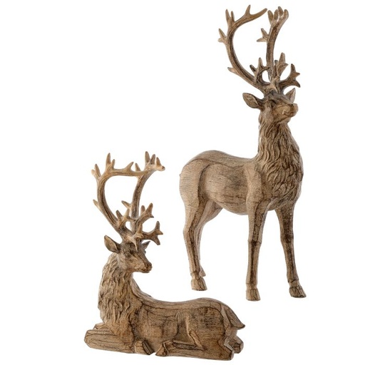 [MTX72921] 9-13" RESIN WINTER CHALET DEER SET/2