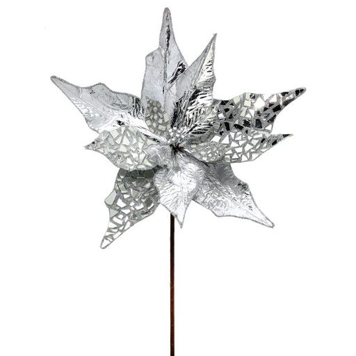[MTX72888] 32"GLITTER W/METALIC JEWEL POINSETTIA STEM
