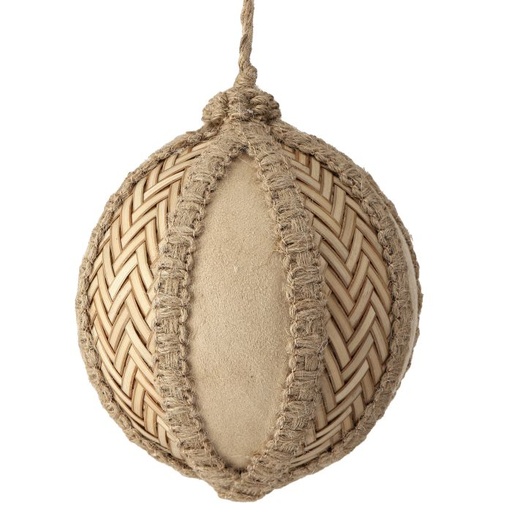 [MTX72852] 5" WOVEN REED/ SUEDE BALL ORNAMENT