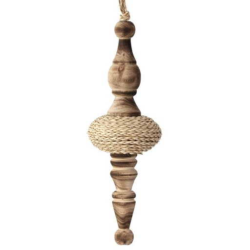 [MTX72844] 8" WOVEN RAFFIA WOOD FINIAL