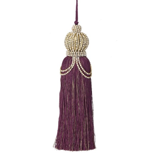 [MTX72834] 10" PEARL W/JEWEL TASSEL ORNAMENT
