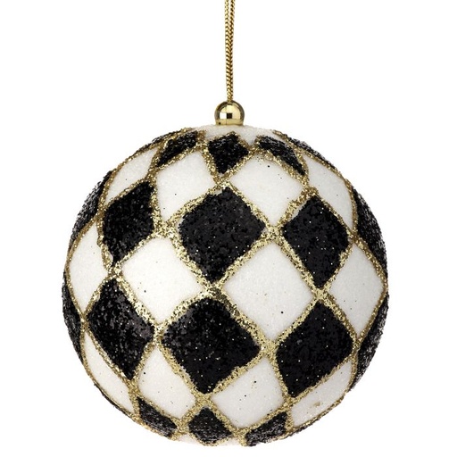 [MTX72822] 4" HARLEQUIN GLITTER BALL ORNAMENT