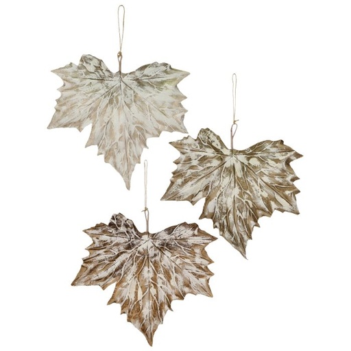 [MTX72763] 10" FAUX MAPLE LEAF W/GLITTER ORNAMENT 3.AST
