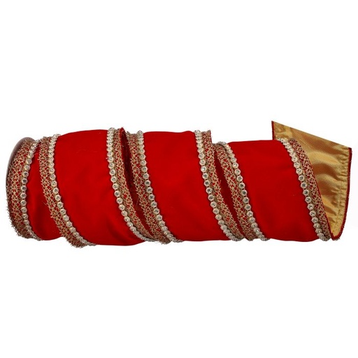 [MTX72755] 4"X5Y DIAMOND EDGE W/TRIM VELVET RIBBON
