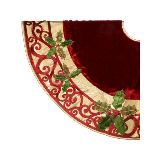 [MTX72740] 48" VELVET POINSETTIA W/SCROLL TREE SKIRT