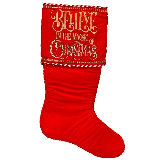 [MTX72731] 56" VELVET "BELIEVE IN MAGIC XMAS" STOCKING